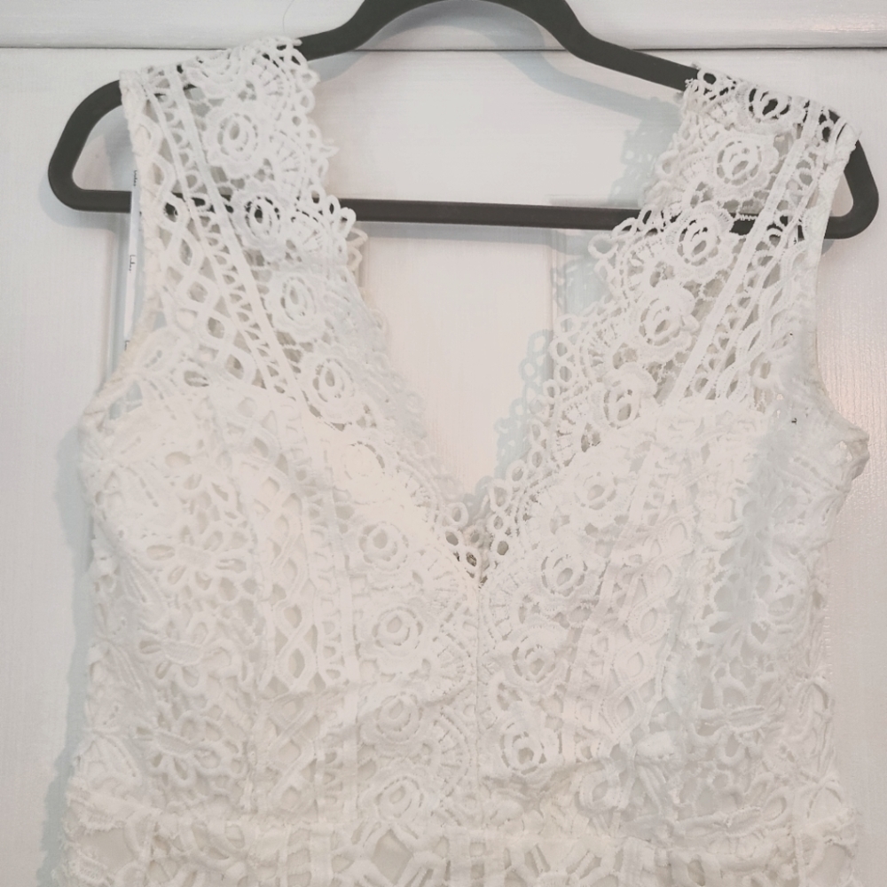 Lulu's Spread Your Wings White Lace Midi Dress